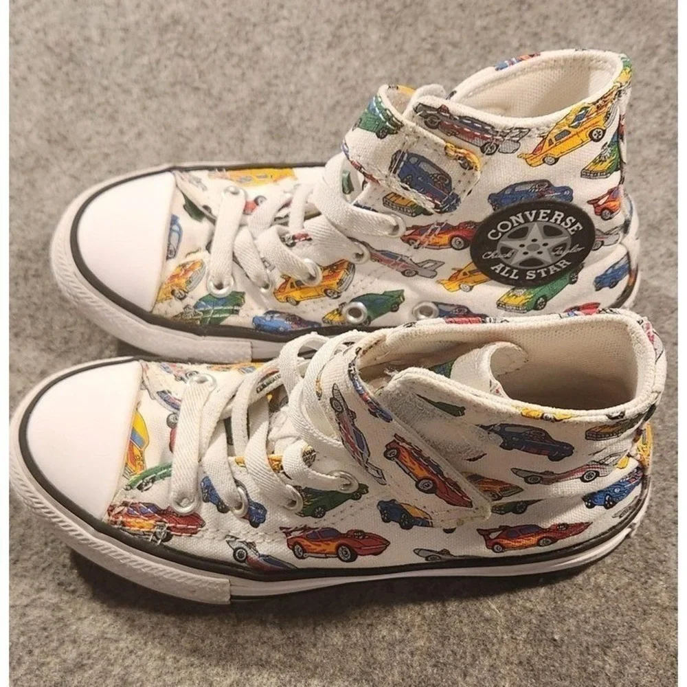 Converse Chuck Taylor All Star Shoes Kids Size 12 Car Print High Top Sneakers